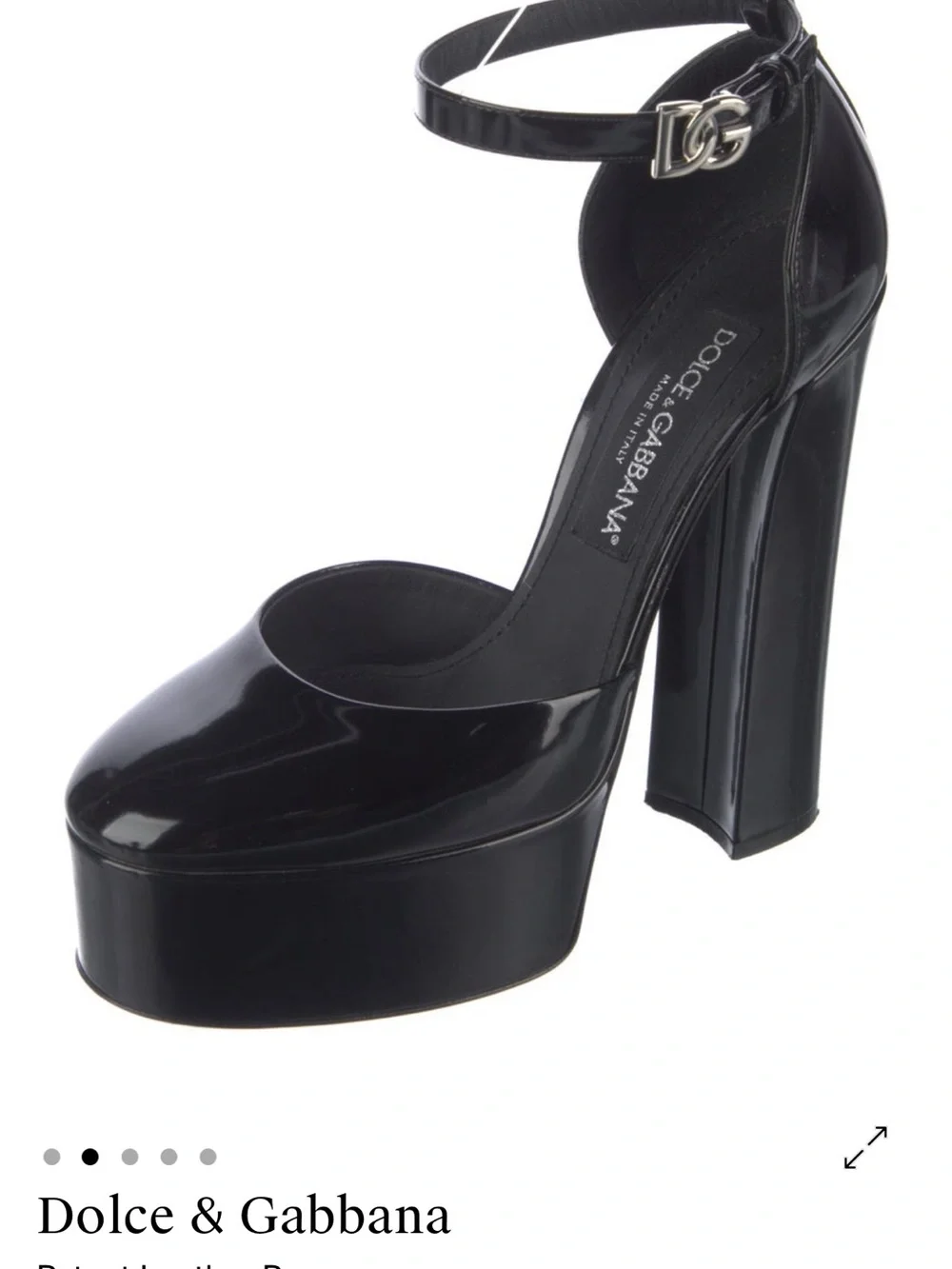 Dolce & Gabbana Black Patent Platform Ankle-Strap Pumps
